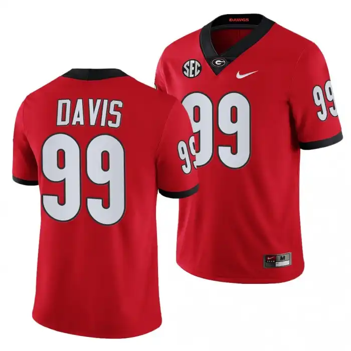 Men's Georgia Bulldogs #99 Jordan Davis Red College Football Jersey 2410ZPDC5