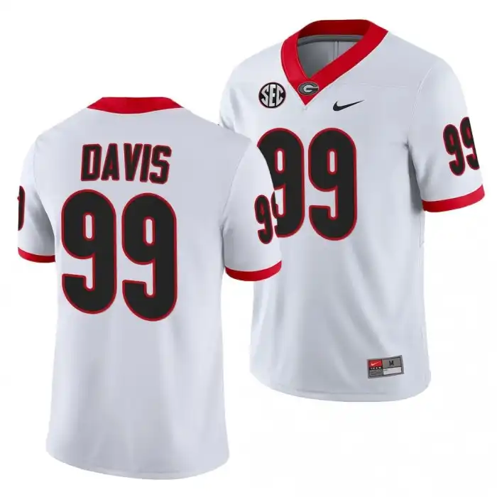 Men's Georgia Bulldogs #99 Jordan Davis White College Football Jersey 2410OIWJ3