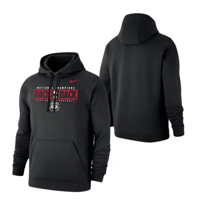 Men's Georgia Bulldogs Back-To-Back Black College Playoff National Champions Local Club Pullover Football Hoodie 2410GDWK2