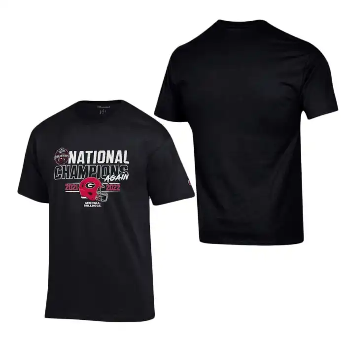 Men's Georgia Bulldogs Champion Playoff National Champions College Back-To-Back Black Football T-Shirt 2410AHJR0