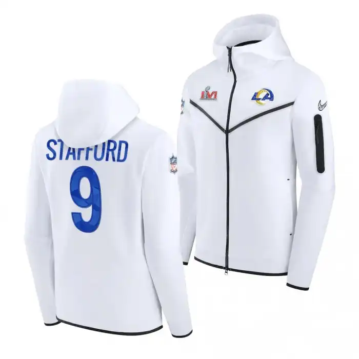 Men's Georgia Bulldogs Draft White College Matthew Stafford Los Angeles Rams Super Bowl LVI Football Hoodie 2410TOCO7