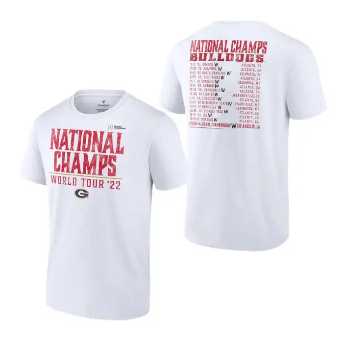 Men's Georgia Bulldogs Fanatics Branded 2022 National Champions White College Playoff Band Football T-Shirt 2410EHXI1