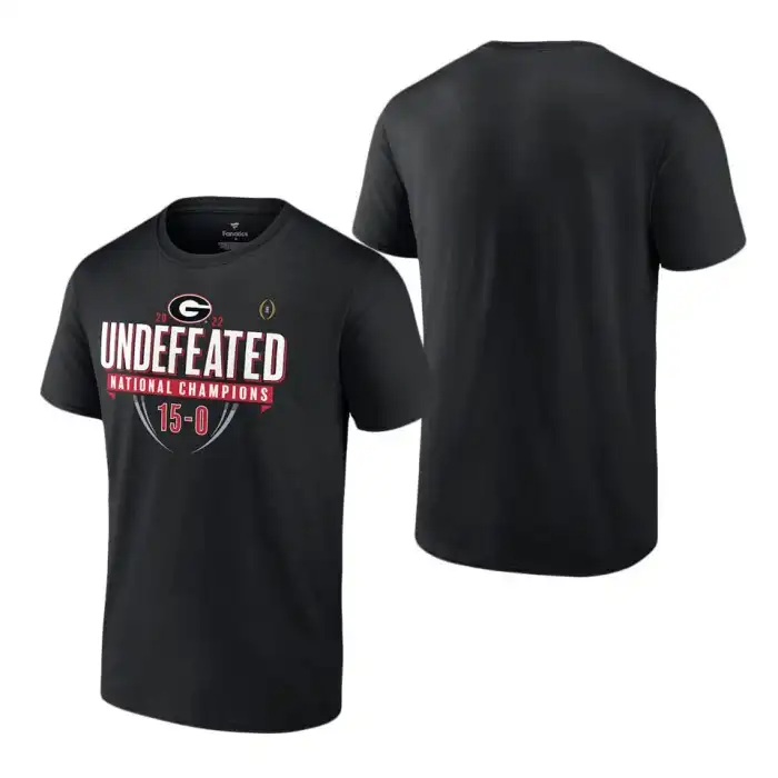 Men's Georgia Bulldogs Fanatics Branded 2022 National Champions town Undefeated College Playoff Home Black Football T-Shirt 2410DRPJ8