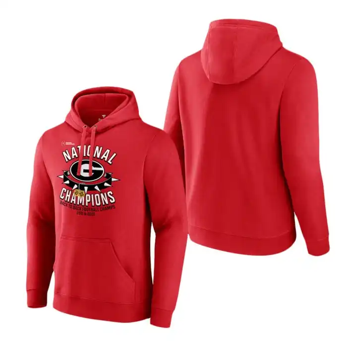 Men's Georgia Bulldogs Fanatics Branded Playoff National Champions town Pullover College Back-To-Back Home Red Football Hoodie 2410BUWZ8