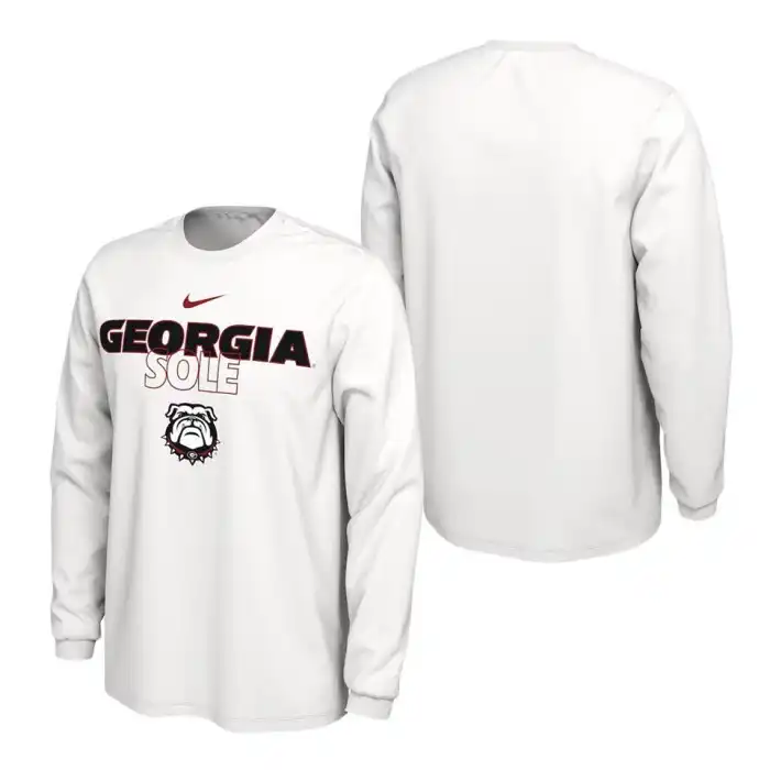 Men's Georgia Bulldogs On Court White College Long Sleeve Football T-Shirt 2410ODJS1