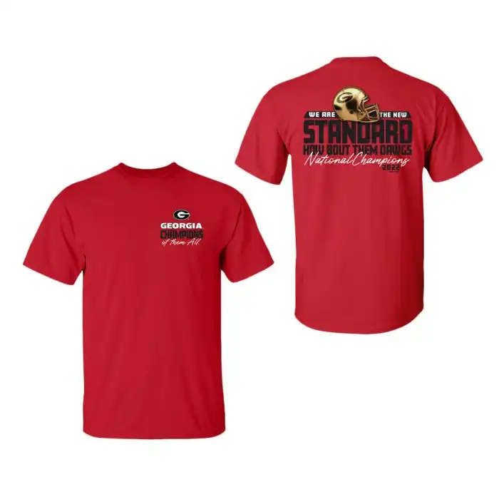 Men's Georgia Bulldogs Playoff Gold Standard College 2022 National Champions Red Football T-Shirt 2410GWAE6