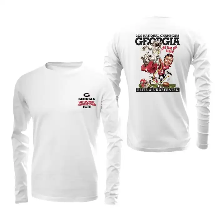 Men's Georgia Bulldogs Playoff Illustration White College 2022 National Champions Long Sleeve Football T-Shirt 2410TCDL8