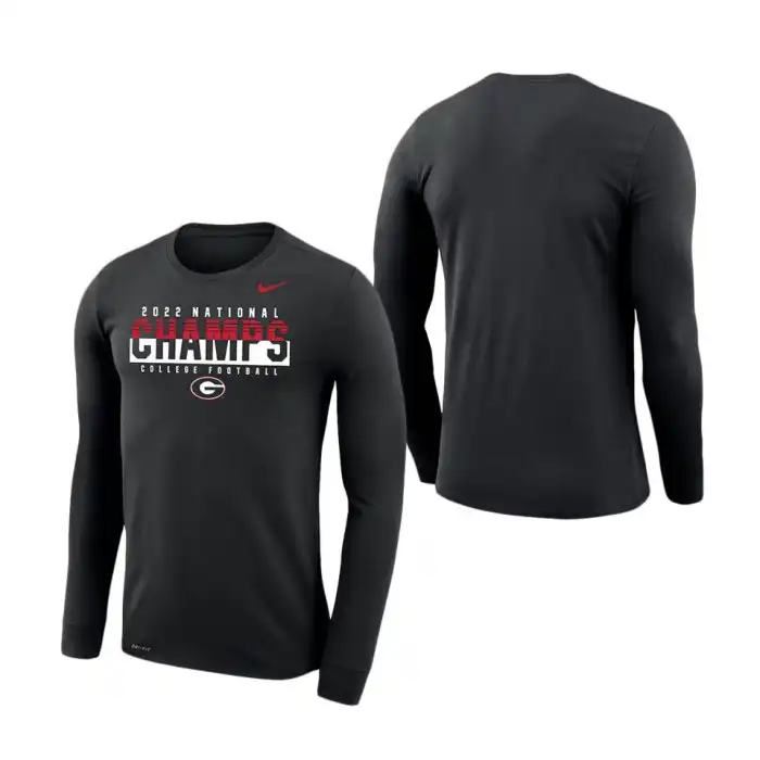 Men's Georgia Bulldogs Playoff Legend Performance Black College 2022 National Champions Long Sleeve Football T-Shirt 2410RYVI7