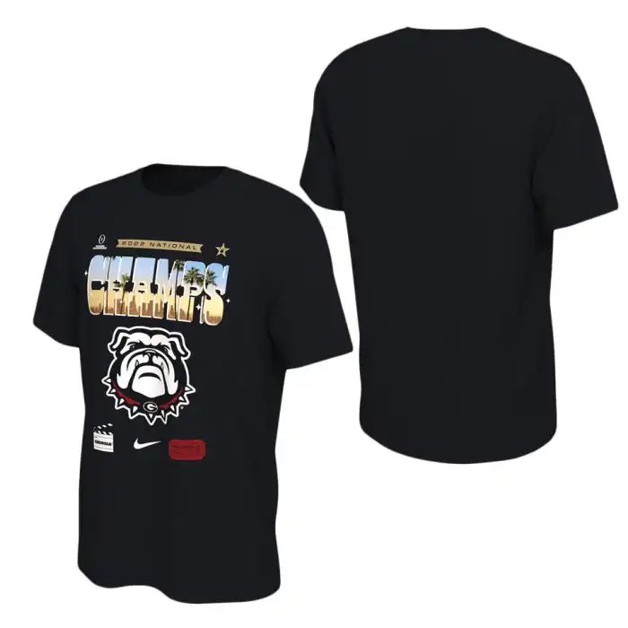 Men's Georgia Bulldogs Playoff Local College 2022 National Champions Black Football T-Shirt 2410FCJJ1