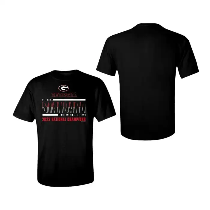 Men's Georgia Bulldogs Playoff New Standard College 2022 National Champions Black Football T-Shirt 2410KGFQ6