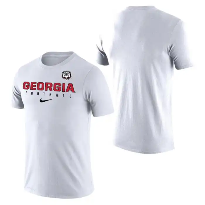 Men's Georgia Bulldogs Practice Legend Performance College White Football T-Shirt 2410FDYO6