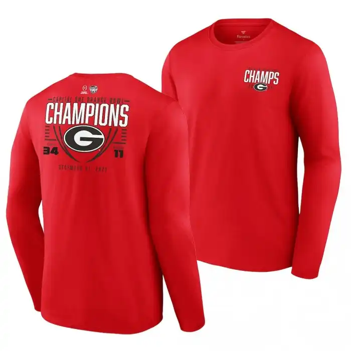 Men's Georgia Bulldogs Red Champions College 2021 Orange Bowl Long Sleeve Football T-Shirt 2410GHXN6