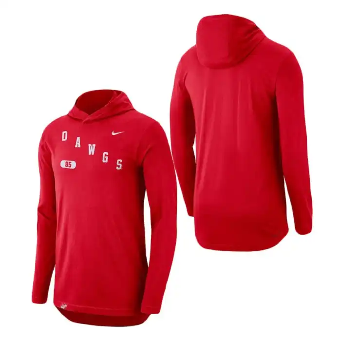 Men's Georgia Bulldogs Team Performance Red College Long Sleeve Football Hoodie 2410CUGL4