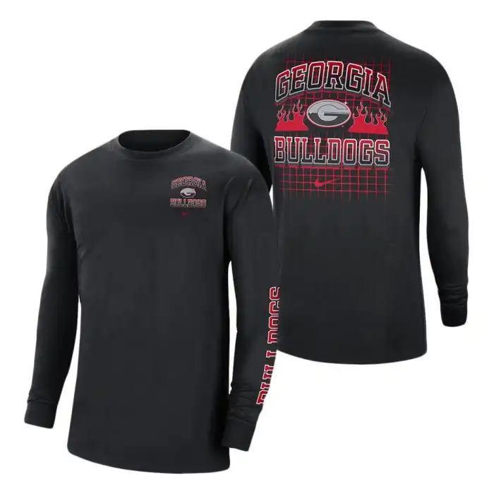 Men's Georgia Bulldogs Tour Max 90 Black College Long Sleeve Football T-Shirt 2410SQFE4