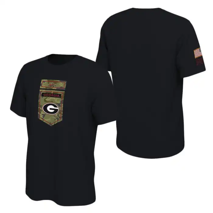 Men's Georgia Bulldogs Veterans Camo College Black Football T-Shirt 2410XGLH3