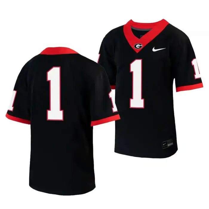 Youth Georgia Bulldogs #1 Number Untouchable College Black Football Jersey 2410FUBJ1